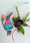 'Jemima Bunny' Hanging Wooden Decoration by Amy Swann
