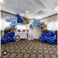 Balloons on white circle & candy cart and Balloons 