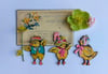 'Easter Chicks' Set Of Three Hanging Wooden Decorations by Amy Swann