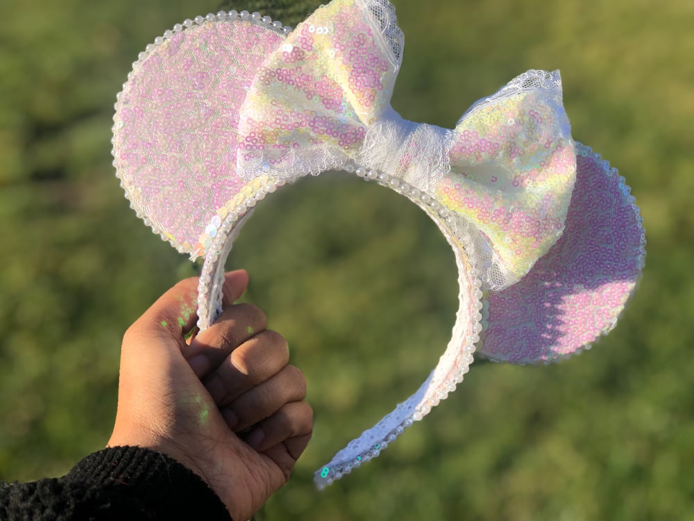 Image of Just married iridescent mouse ears