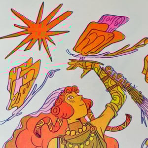 The Butterfly Archer - Large Risograph Print