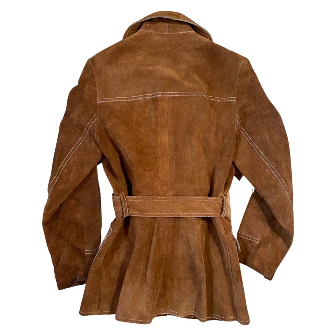 Jacket: 60s/70s Suede Leather Trench Coat Size: Fix
