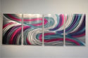 Echo Teal Pink - Abstract Metal Wall Art Contemporary Modern Decor
