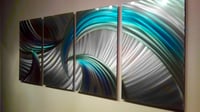 Image 2 of Tempest Blue Green - Abstract Metal Wall Art Contemporary Modern Decor