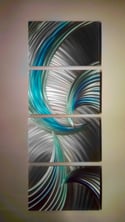 Tempest Blue Green - Abstract Metal Wall Art Contemporary Modern Decor