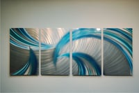 Image 1 of Tempest Blues v2 - Abstract Metal Wall Art Contemporary Modern Decor