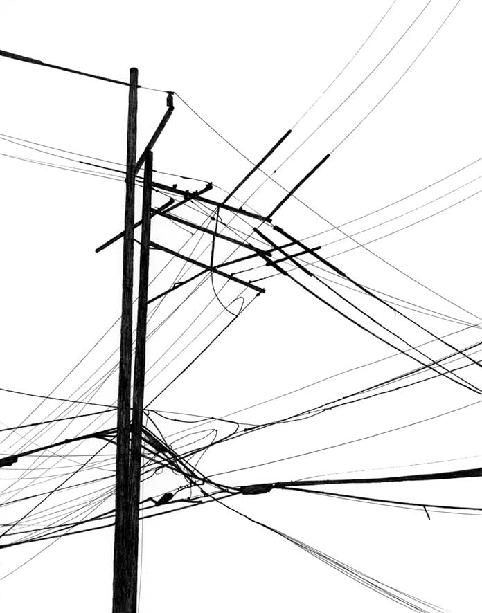 Power Lines Drawing #52 (Hamtramck) - giclée print
