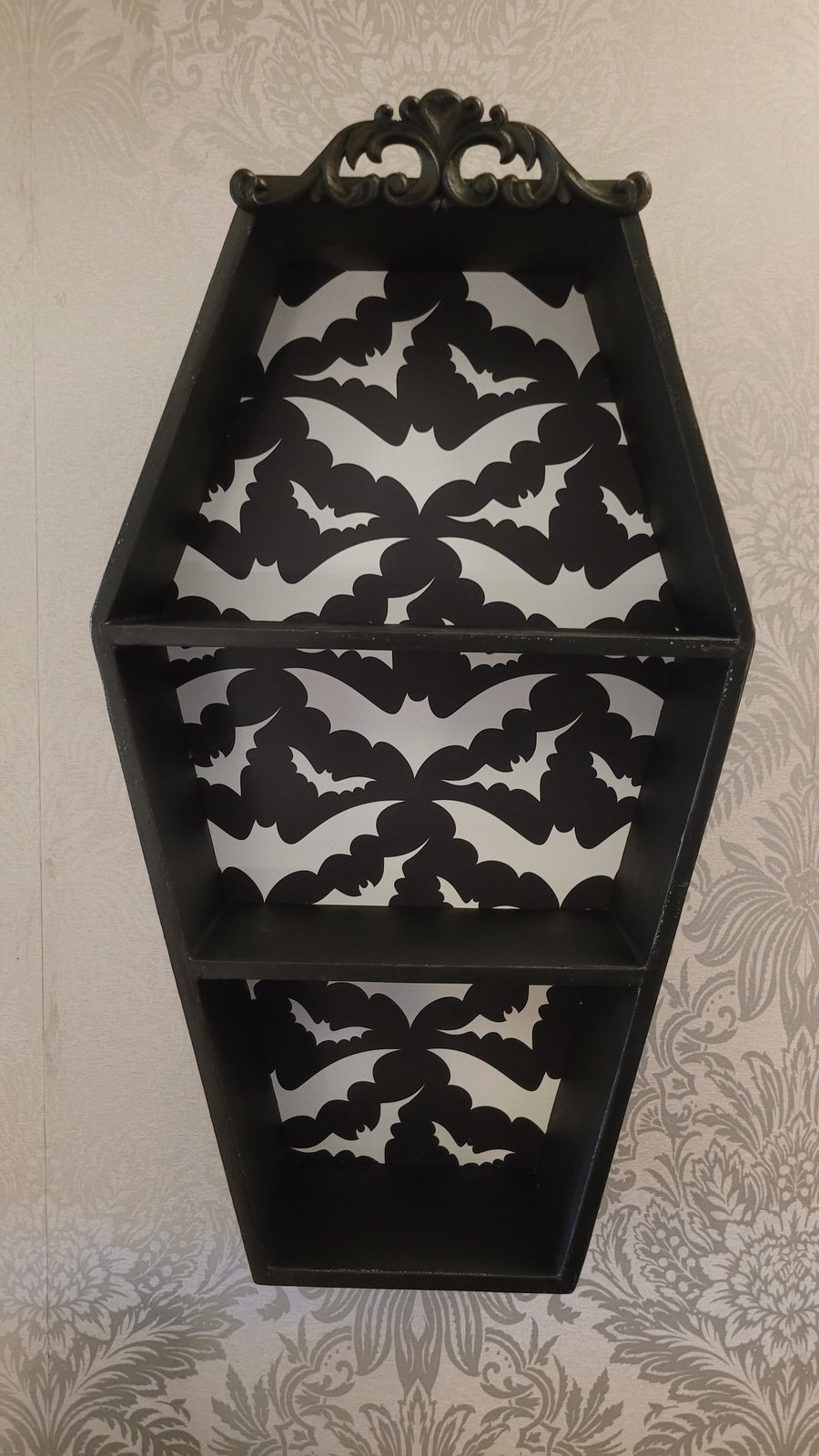 Image of White Bat Coffin Wall Shelf