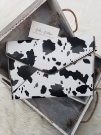 Image 1 of Cow Print Clutch (black)