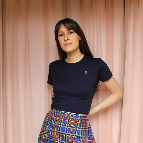 Image of Phuncle Cropped Merino T-Shirt- Midnight 