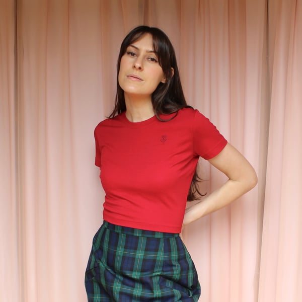 Image of Phuncle Cropped Merino T-Shirt- Ruby