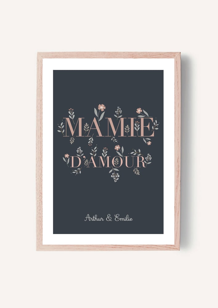 Image of Affiche - Mamie d’amour floral  - personnalisable