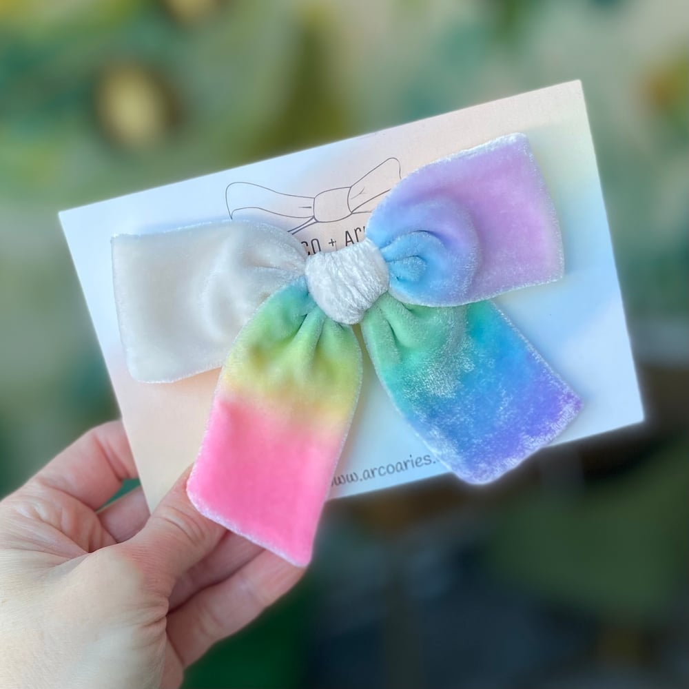 Image of Snowy rainbow custom dyed silk velvet 