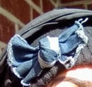 Image 1 of Tasty Raw Edge Denim City Bow Skully Pin