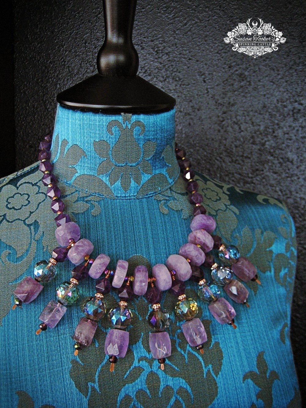 Image of NEFERTITI - Amethyst Gemstone Statement Necklace Boho Witchy Jewelry Witch Amulet Goddess Fashion