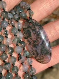 Image 4 of Dendritic Moss Agate Mala, Moss Agate 108 Beads Japa Mala Hand Knotted Gemstone Necklace