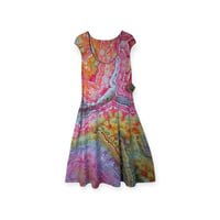 Image 1 of M Stretch Knit Fit and Flare Midi Dress in Euphoria Geode Ice Dye