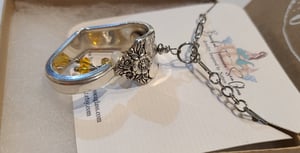 Image of Handmade Vintage Silverware Spoon Necklace-Swarovski Yellow Crystals-Chain- Gift Boxed- EB-450
