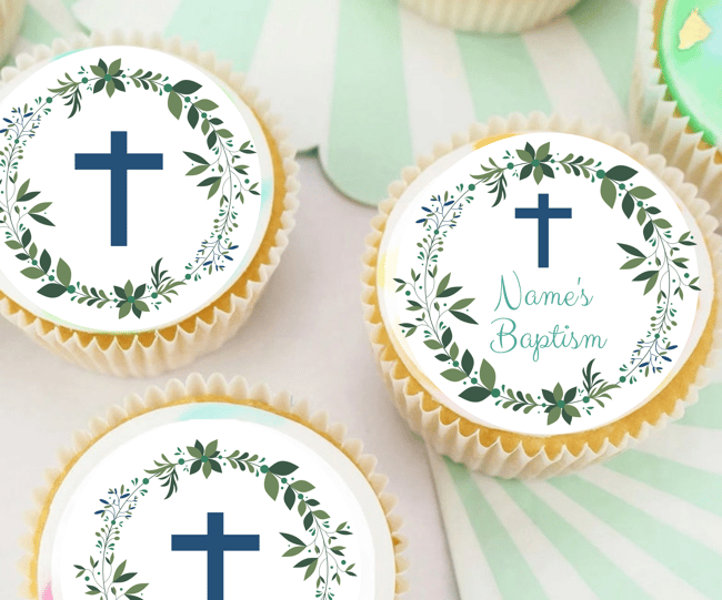 30 PERSONALISED Pre Cut Baptism Cupcake / Cookie Edible Toppers / Option for Personalisation