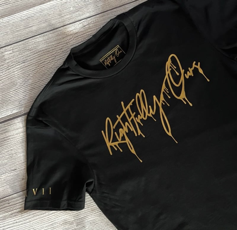 Melting Logo T-Shirt Black & Gold | Rightfully Ours