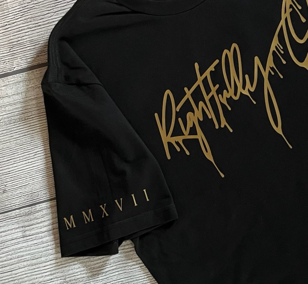 Melting Logo T-Shirt Black & Gold | Rightfully Ours