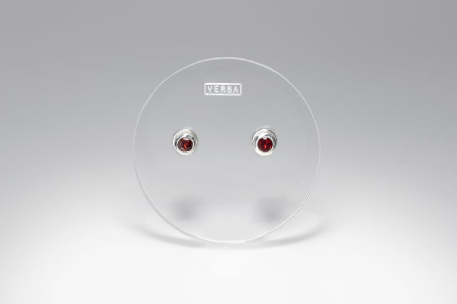 Image of SILVER EARRINGS WITH GARNETS