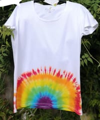 Image 1 of Adult rainbow on white T