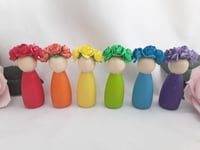 Image 1 of Rainbow Wooden Peg Dolls,New Baby Gift,Rainbow Nursery Decor,Rainbow Baby Gift
