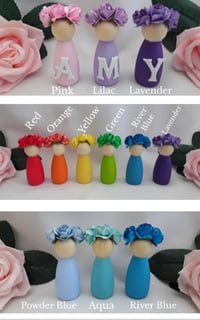 Image 2 of Rainbow Wooden Peg Dolls,New Baby Gift,Rainbow Nursery Decor,Rainbow Baby Gift