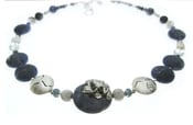 Image of ONE OFF Sodalite with Silver and Diamonds Necklace