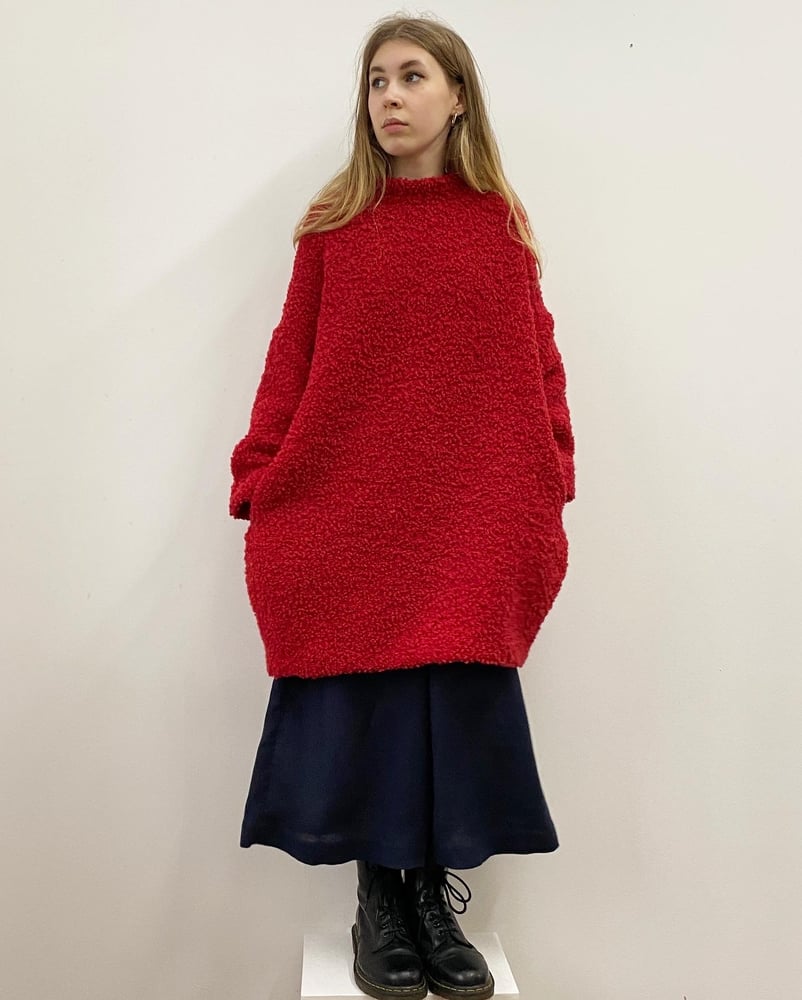 Image of Oversized Red Bouclé Jumper