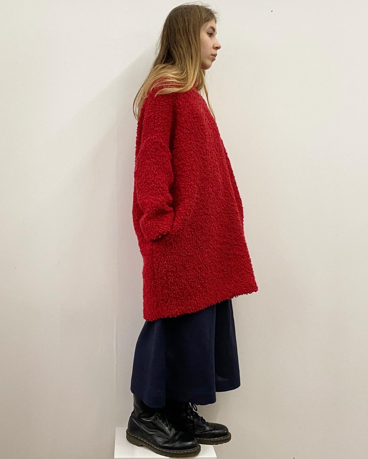 Image of Oversized Red Bouclé Jumper