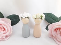 Image 5 of Personalised Pink & Gold  Wooden Peg Dolls, New Baby Gift, Personalised Nursery Decor