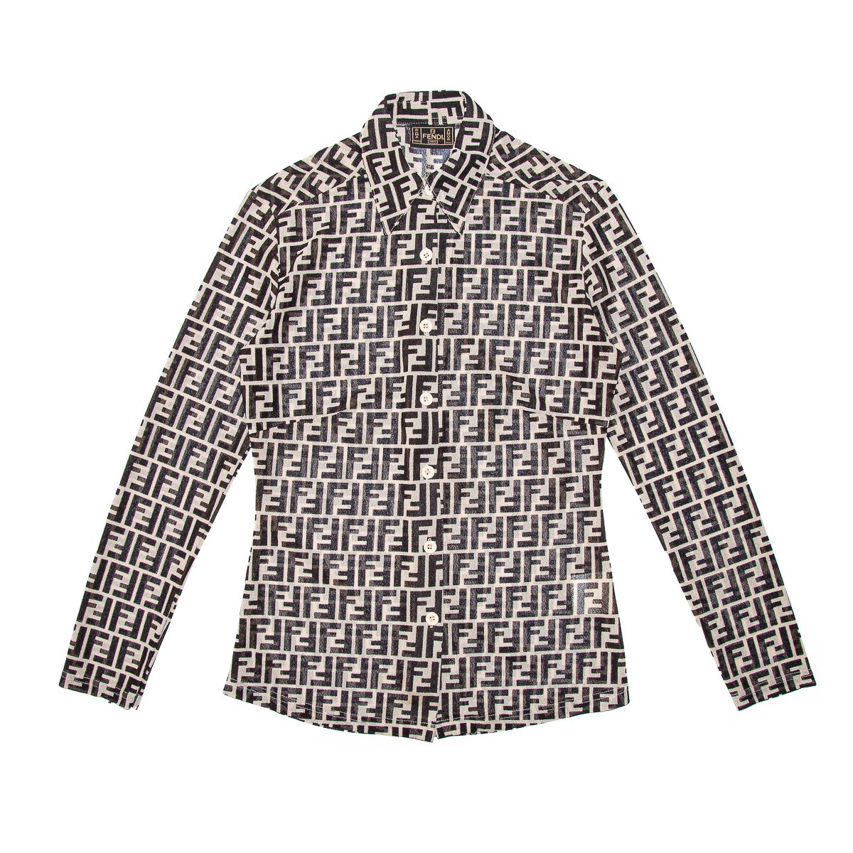 Image of Fendi Zucca Monogram Sheer Blouse