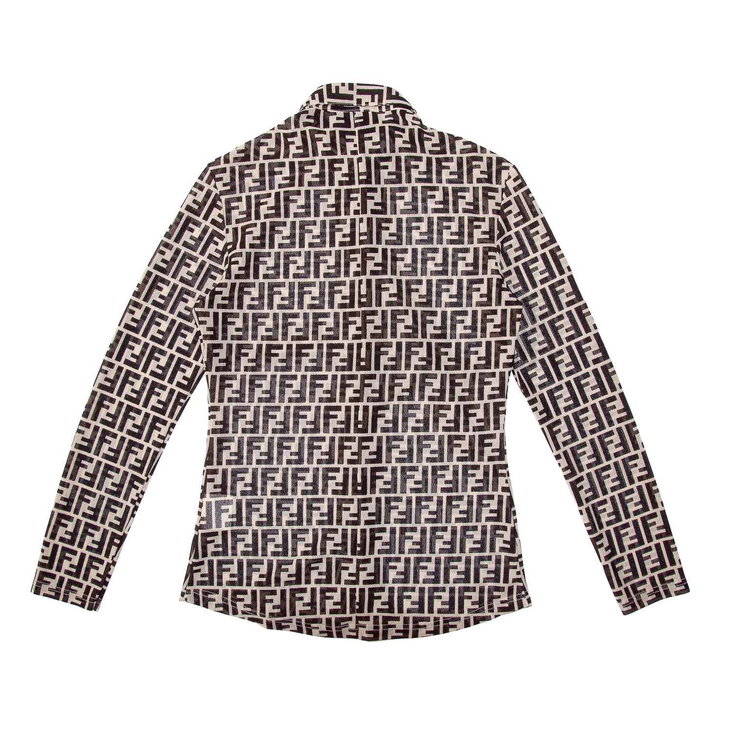 Image of Fendi Zucca Monogram Sheer Blouse