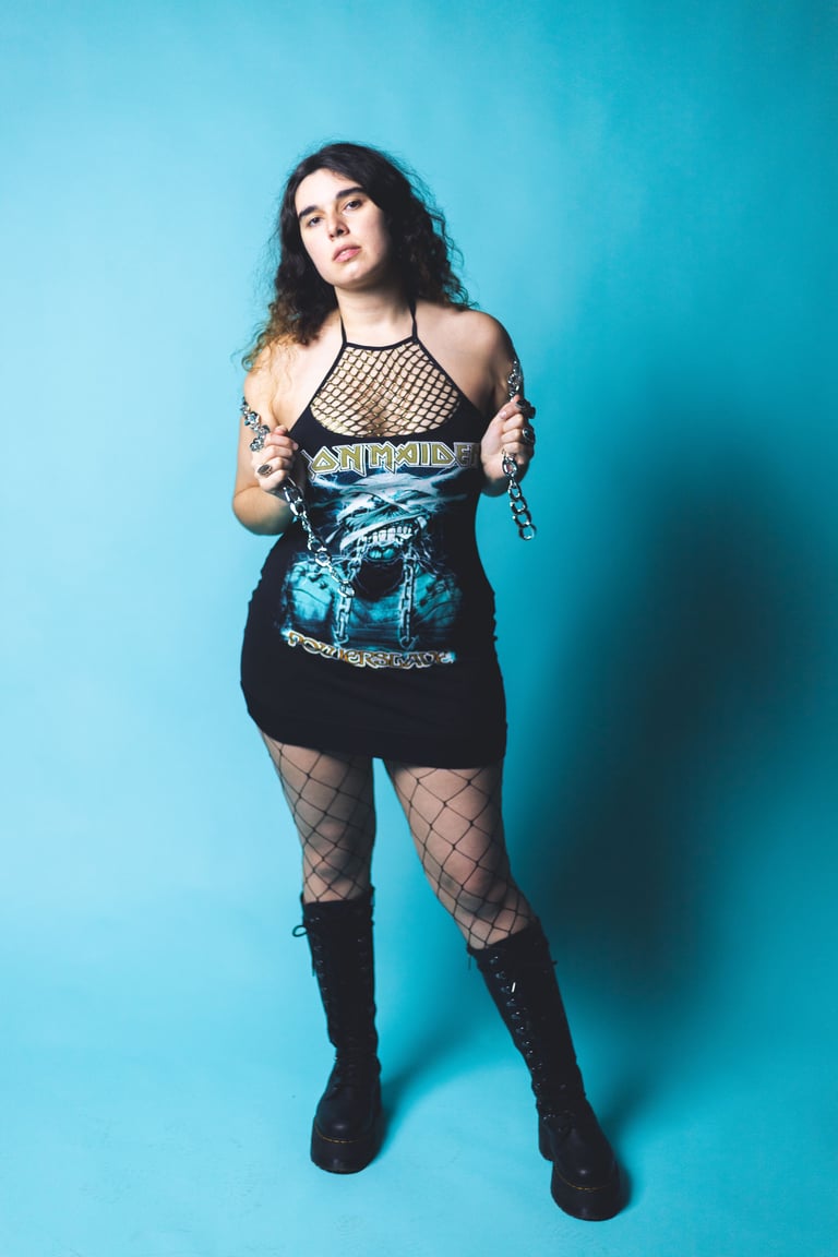 Iron Maiden - High Neck Fishnet Dress - Made To Order Image 4