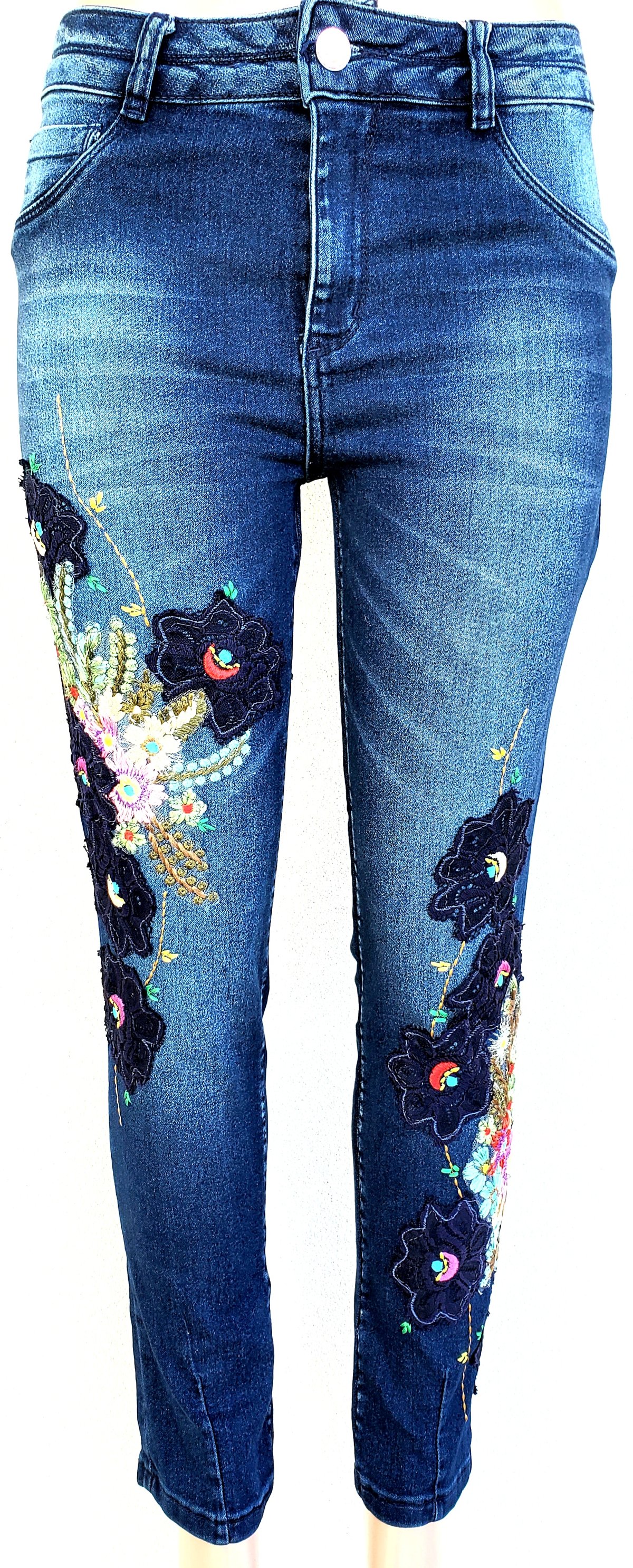 Blue jeans lace embroidery BR336