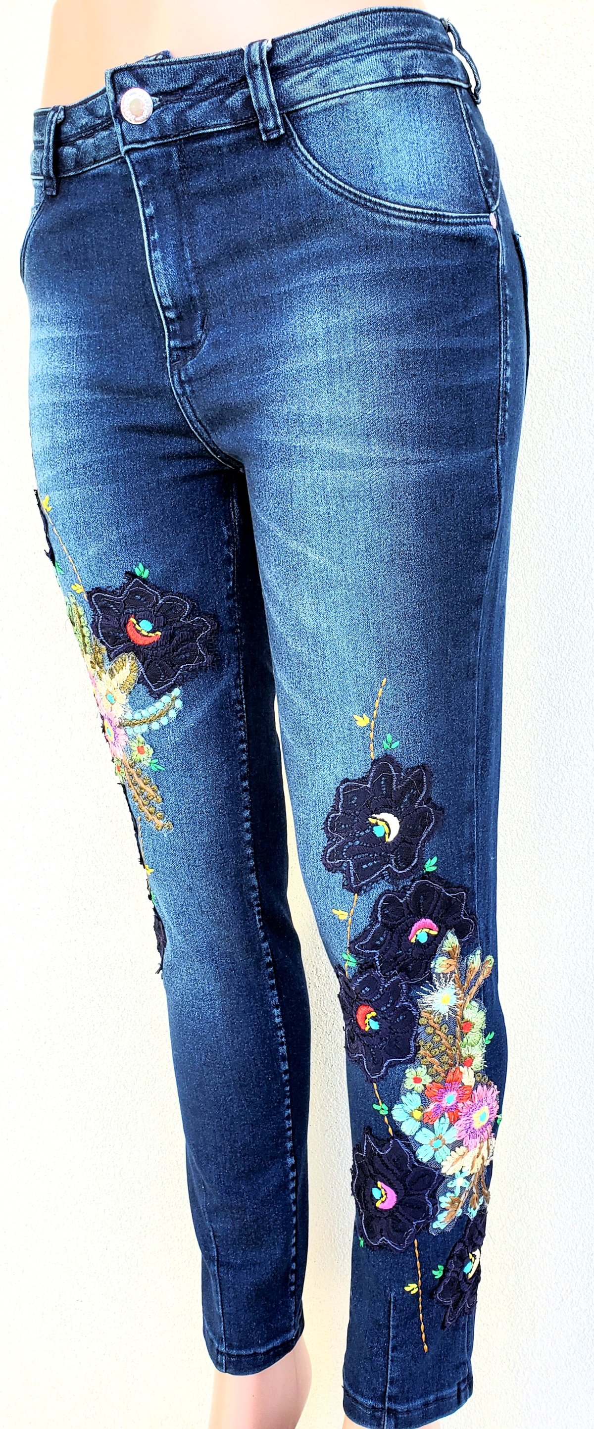 Blue jeans lace embroidery BR336