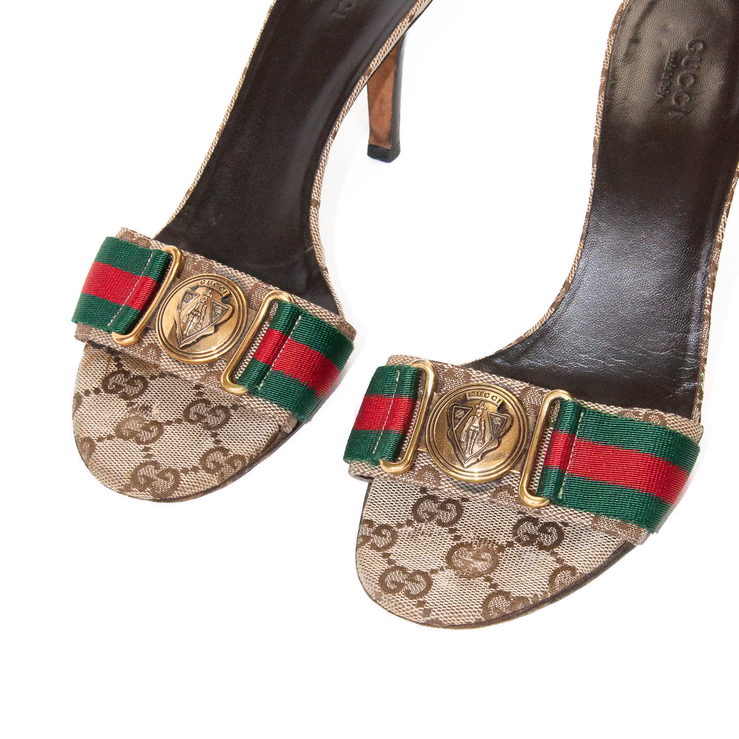 Image of Gucci Monogram Stilleto Mules