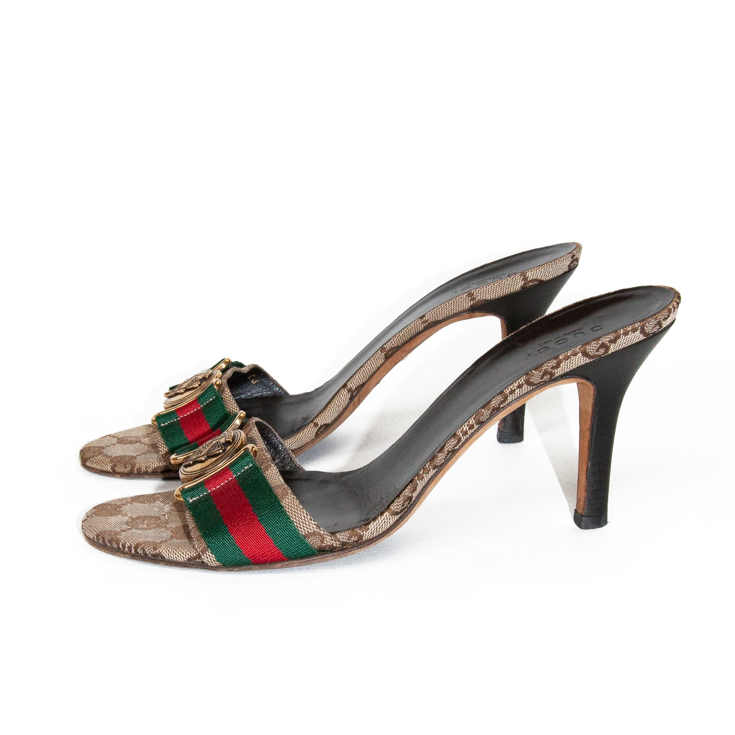 Image of Gucci Monogram Stilleto Mules