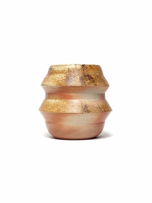 Wood Fired Two-Tiered Vessel in Peach & Salmon