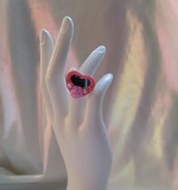 Image 3 of Pink Metallic Deco Cream rings with Pearls and Rosees
