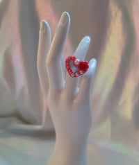 Image 5 of Pink Metallic Deco Cream rings with Pearls and Rosees