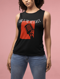 Image 1 of Women's Love is the Message Muscle Tank - available in black 