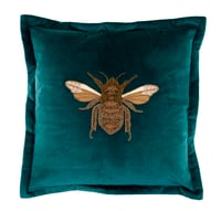 Image 1 of Layla Embroidered Cushion - Teal
