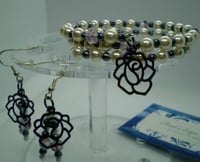 Image 1 of Rose Theme Bracelet and Earring Set