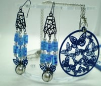 Image 1 of 3-D Butterfly Pendant and Earring Set