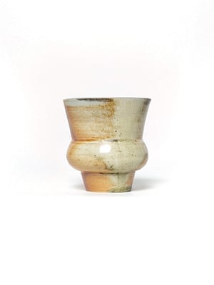 Wood Fired Thistle Vessel with Cream & Moss Gloss