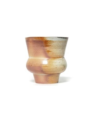 Wood Fired Thistle Vessel with Cream & Moss Gloss