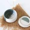 LIDDED DISH IN GREEN/CREAM- 2 sizes